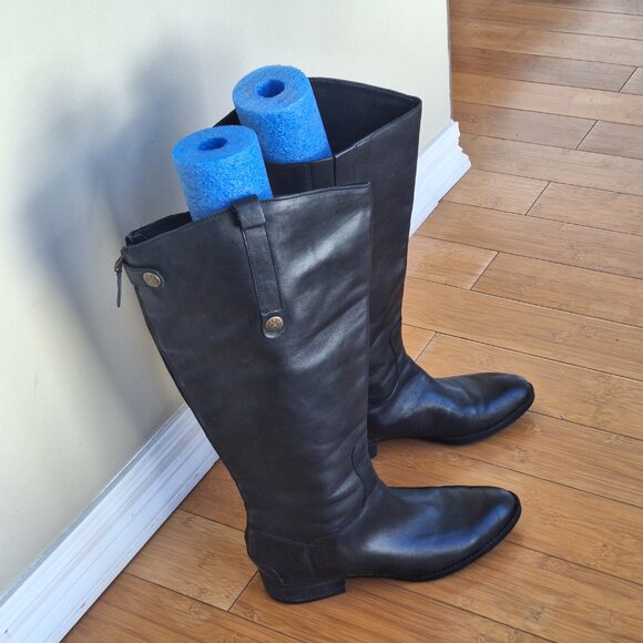 Sam Edelman Penny 2 Black Leather Wide Calf Riding Boots Sz 8.5 - Picture 2 of 16